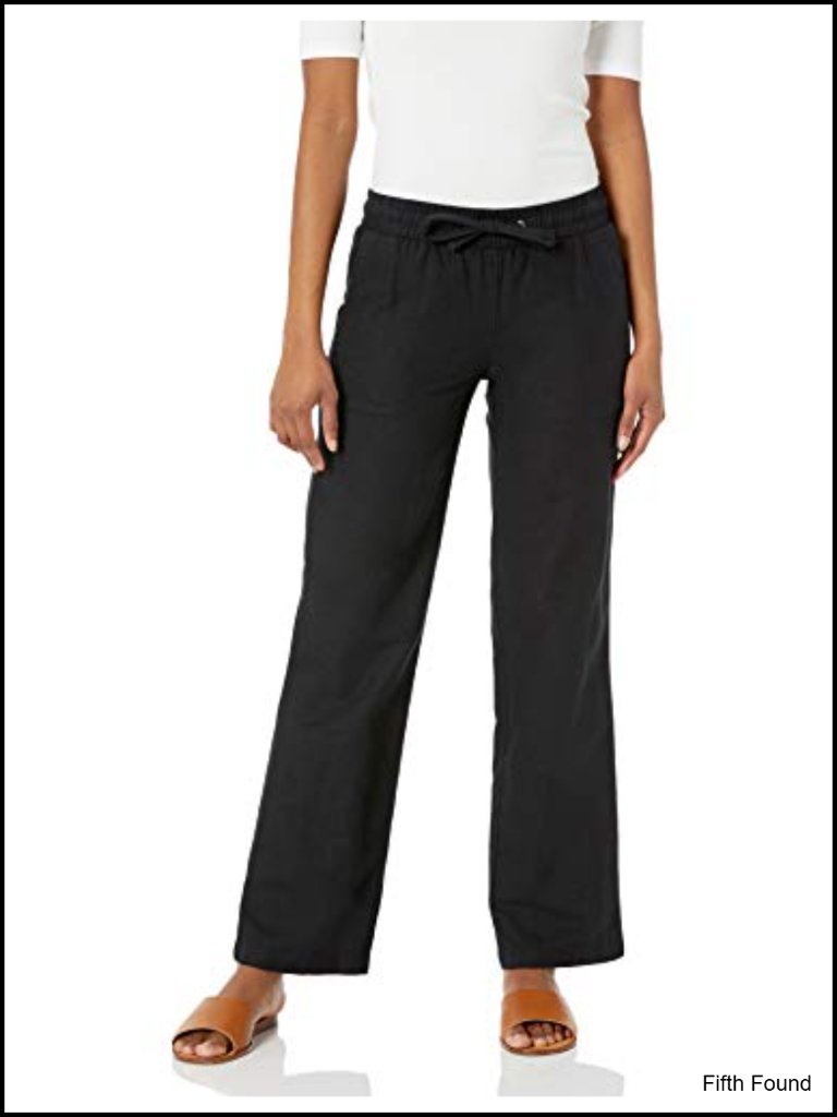 Linen Blend Drawstring Wide Leg Pants Casual Summer